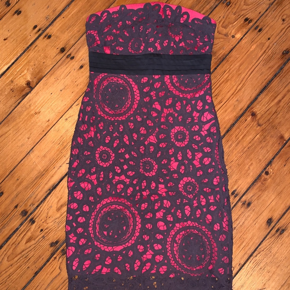 Unique Strapless Lace Overlay Dress